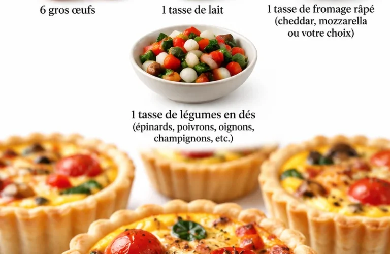 Mini quiches colorées, idéales pour un brunch savoureux.