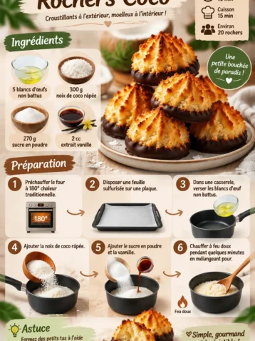 Recette de rochers coco moelleux au four, biscuits à la noix de coco.