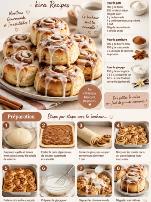 Roulés à la cannelle moelleux et parfumés, recette classique de Kira