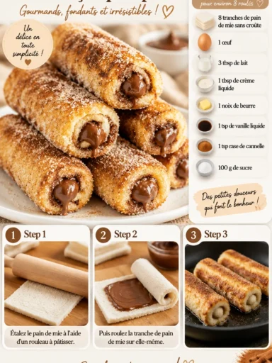 Roulés sucrés façon pain perdu garnis et savoureux