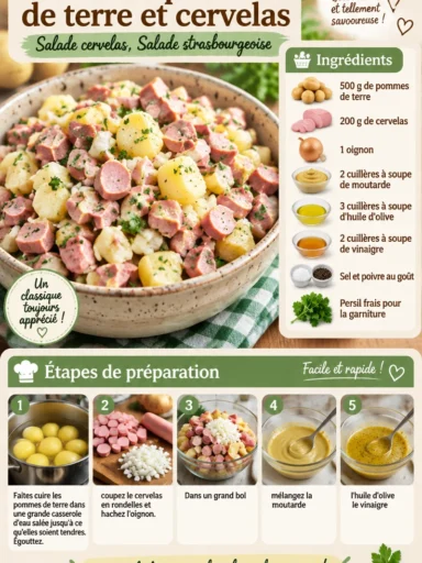 Salade de pommes de terre et cervelas, un plat alsacien savoureux
