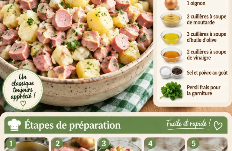 Salade de pommes de terre et cervelas, un plat alsacien savoureux