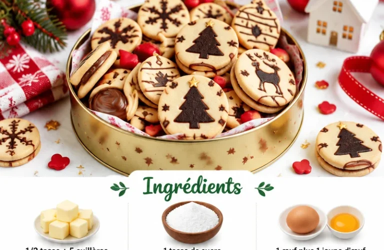 Sandwichs au Nutella avec sablés maison et garnitures délicieuses pour Noël.