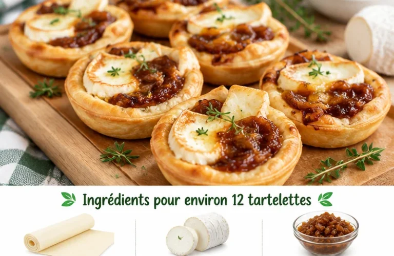 Tartelettes chèvre et confit d'oignons prêtes à être dégustées.