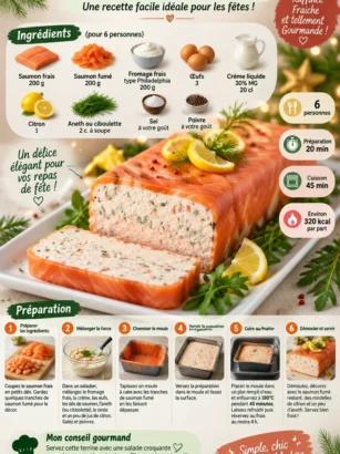Terrine aux 2 saumons prête à servir pour les fêtes de fin d'année.