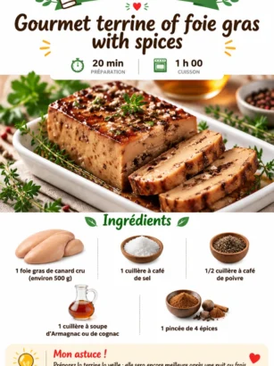 Terrine de foie gras aux épices, plat gourmand et raffiné.