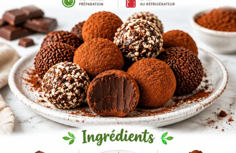 Truffes au chocolat français décadentes et faciles à préparer sans cuisson