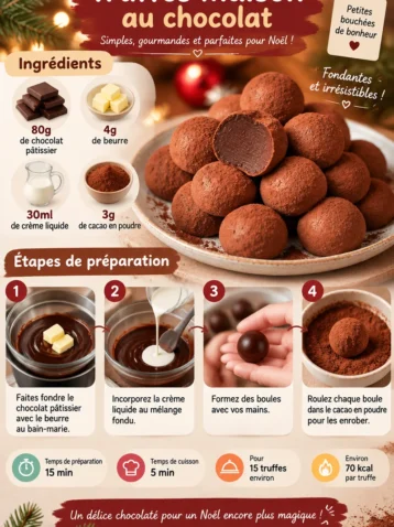 Truffes chocolat maison prêtes à déguster sur une table gourmande.
