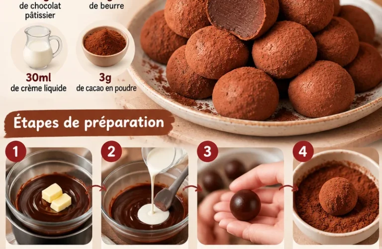 Truffes chocolat maison prêtes à déguster sur une table gourmande.