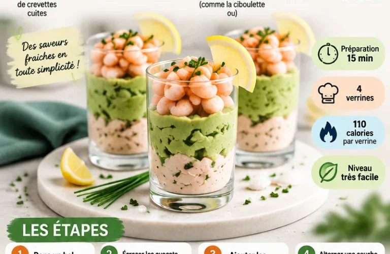 Verrine crevette avocat, apéritif élégant et savoureux