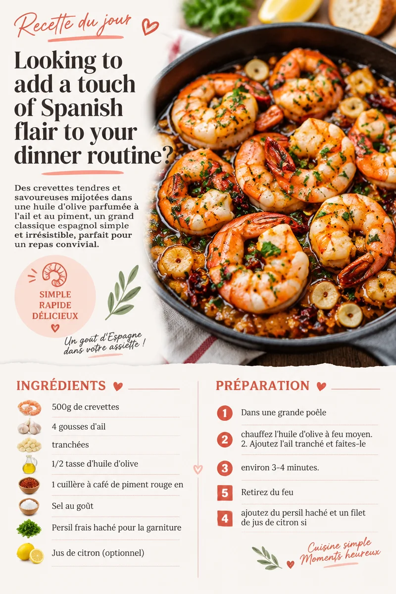 Vous cherchez à ajouter une touche d’élégance espagnole à votre routine de dîner ? Ne cherchez pas plus loin que les Gambas al Ajillo ! Ce plat savoureux…
