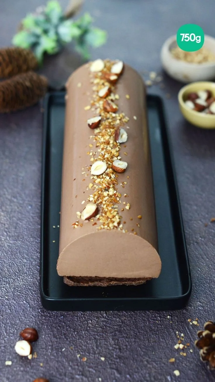 Bûche de Noël au chocolat et praliné