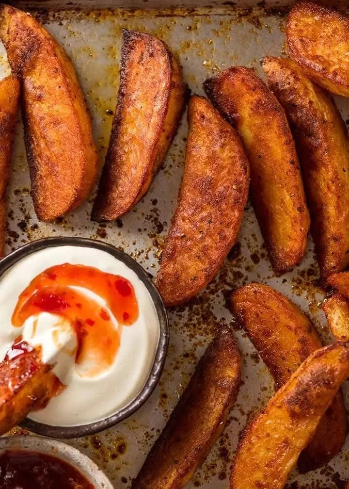 Fried seasoned potatoes baked