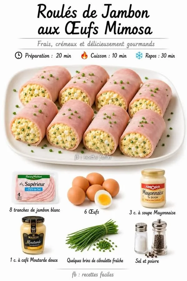 Oeufs mimosa recette | Roul&eacute; jambon, Recette printemps, Recette ww